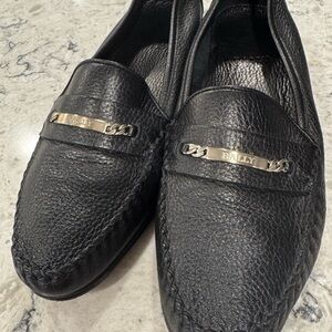Mens VTG Bally Black Soft Pebble Leather Slip-On Shoes Size 6 US